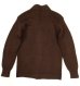 画像2: RALPH LAUREN ウール Pレザー レタードカーディガン BROWN (VINTAGE) (2)