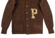 他の写真2: RALPH LAUREN ウール Pレザー レタードカーディガン BROWN (VINTAGE)