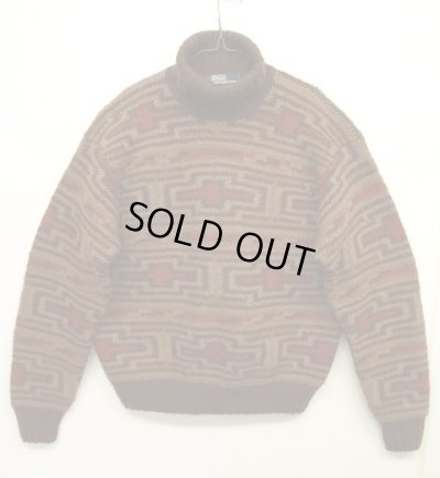 画像1: 90'S RALPH LAUREN "HAND KNIT" タートルネック ニット ナバホ柄 (VINTAGE)