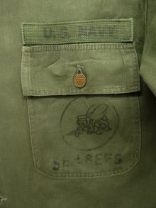 他の写真2: 50'S アメリカ軍 US NAVY "SEA BEES" 13スターボタン コットンサテン ユーティリティシャツ (VINTAGE)