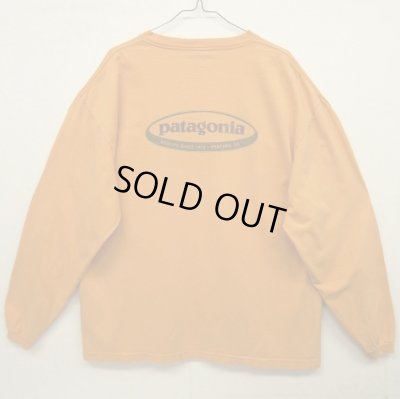 画像1: 90'S PATAGONIA 黒タグ バックプリント オーバルロゴ 長袖Tシャツ USA製 (VINTAGE)