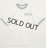 アメリカ軍 USAFA 染み込みプリント 半袖 リンガーTシャツ ホワイト (VINTAGE)