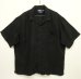 画像1: 90'S RALPH LAUREN "CLAYTON" リネン/コットン 半袖 オープンカラーシャツ ブラック (VINTAGE) (1)