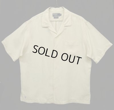 画像1: 90'S RALPH LAUREN "CALDWELL" シルク/リネン 半袖 オープンカラーシャツ オフホワイト (VINTAGE)