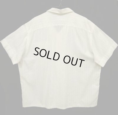 画像2: 90'S RALPH LAUREN "ANDY CAMP" コットン 半袖 オープンカラーシャツ ホワイト/ジャガードストライプ (VINTAGE)