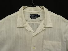 他の写真2: 90'S RALPH LAUREN "ANDY CAMP" コットン 半袖 オープンカラーシャツ ホワイト/ジャガードストライプ (VINTAGE)