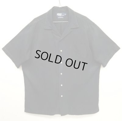 画像1: 90'S RALPH LAUREN "CALDWELL" シルク/コットン 半袖 オープンカラーシャツ ブラック (VINTAGE)