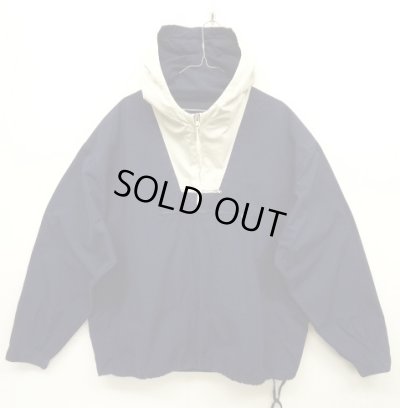 画像1: 90'S J.CREW 旧タグ 切り替え コットン アノラックパーカー NAVY/WHITE (VINTAGE)