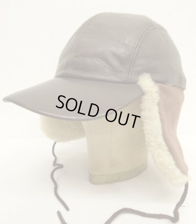 画像5: 90'S BANANA REPUBLIC 裏地キルティング シープスキン耳当て付き レザーキャップ USA製 (VINTAGE)