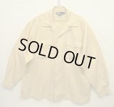 90'S RALPH LAUREN レーヨン100% 長袖 オープンカラーシャツ ベージュ (VINTAGE)