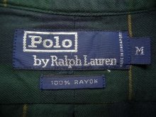 他の写真2: 90'S RALPH LAUREN レーヨン100% 長袖シャツ ネイビー/グリーン チェック (VINTAGE)