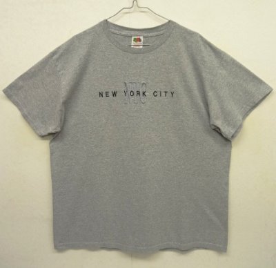画像1: NEW YORK CITY ロゴ刺繍 スーベニア 半袖 Tシャツ グレー (VINTAGE)