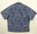 画像2: 90'S RALPH LAUREN コットン 半袖 オープンカラーシャツ インディゴ/総柄 (VINTAGE) (2)