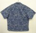 画像2: 90'S RALPH LAUREN コットン 半袖 オープンカラーシャツ インディゴ/総柄 (VINTAGE) (2)
