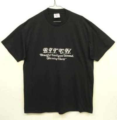 画像1: 80'S B.I.T.C.H. シングルステッチ 半袖 Tシャツ ブラック USA製 (DEADSTOCK)