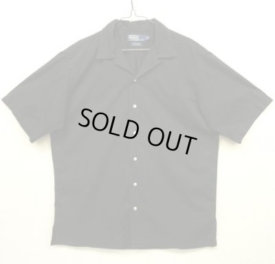 画像1: 90'S RALPH LAUREN "CALDWELL" コットン 半袖 オープンカラーシャツ ブラック (VINTAGE)