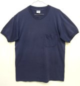 90'S MARK'S ポケット付き 袖リブ＆裾シングルステッチ 半袖 Tシャツ ネイビー カナダ製 (VINTAGE)