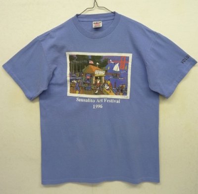画像1: 90'S SAUSALITO ART FESTIVAL '96 シングルステッチ 半袖 Tシャツ ブルー (VINTAGE)