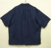 画像3: 90'S RALPH LAUREN 裾ロゴ入り シルク/リネン 半袖 オープンカラーシャツ ネイビー (VINTAGE) (3)
