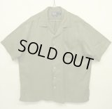 90'S RALPH LAUREN "CALDWELL" 裾ロゴ入り シルク/リネン 半袖 オープンカラーシャツ オリーブ (VINTAGE)