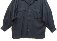 他の写真3: 90'S RALPH LAUREN レーヨン フラップ付きポケット 長袖 オープンカラーシャツ ネイビー (VINTAGE)