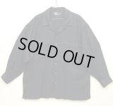 90'S RALPH LAUREN レーヨン フラップ付きポケット 長袖 オープンカラーシャツ ネイビー (VINTAGE)
