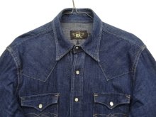 他の写真1: RRL コンチョボタン 耳付きデニム ウエスタンシャツ USA製 (USED)