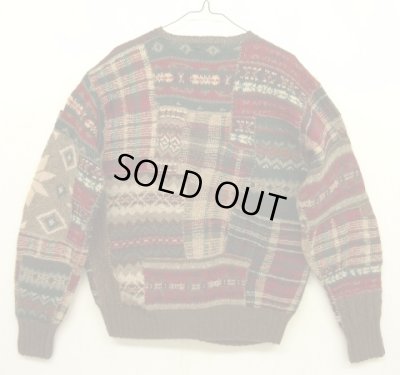 画像3: 90'S RALPH LAUREN パッチワーク柄 ハンドニット セーター (VINTAGE)