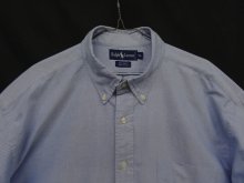 他の写真1: 90'S RALPH LAUREN "BIG SHIRT" 裾ロゴ刺繍 オックスフォード 長袖 BDシャツ ブルー (VINTAGE)
