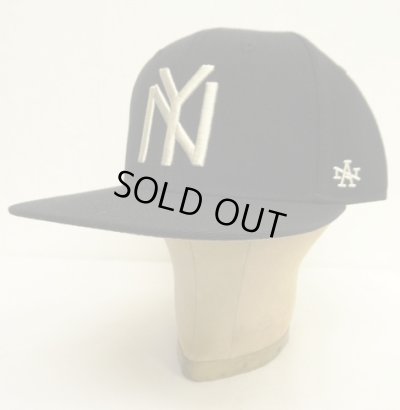 画像1: AMERICAN NEEDLE "NEW YORK BLACK YANKEES" ウール フラットバイザー ベースボールキャップ BLACK (NEW)