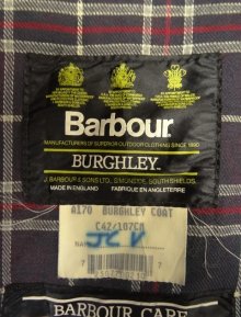 他の写真2: 90'S BARBOUR 3クレスト 旧タグ "BURGHLEY" オイルドコート NAVY イングランド製 (VINTAGE)
