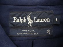 他の写真2: 90'S RALPH LAUREN シルク100% 長袖 BDシャツ ネイビー USA製 (VINTAGE)