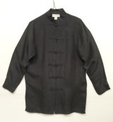 CRISTINA シルク100% 長袖 チャイナシャツ ブラック (VINTAGE)
