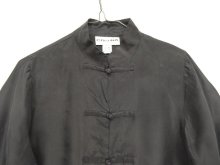他の写真1: CRISTINA シルク100% 長袖 チャイナシャツ ブラック (VINTAGE)