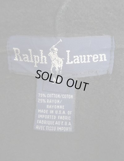 画像2: 90'S RALPH LAUREN 裾ロゴ刺繍 ハーフジップ スウェットパーカー ブラック USA製 (VINTAGE)