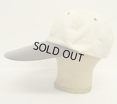 画像3: 90'S J.PETERMAN キャンバス/レザー ロングビルキャップ オフホワイト/ブラウン (DEADSTOCK)