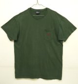 90'S RALPH LAUREN シングルステッチ 耳付きポケット付き 半袖 Tシャツ ダークグリーン (VINTAGE)