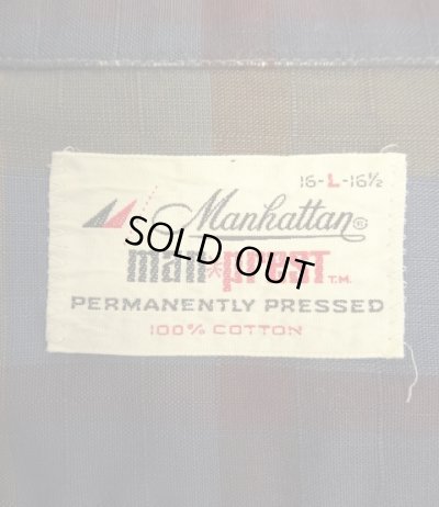 画像2: 60'S MANHATTAN "ALL COTTON" 半袖 オープンカラーシャツ チェック柄 USA製 (VINTAGE)