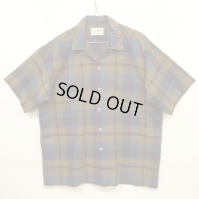 画像1: 60'S MANHATTAN "ALL COTTON" 半袖 オープンカラーシャツ チェック柄 USA製 (VINTAGE)