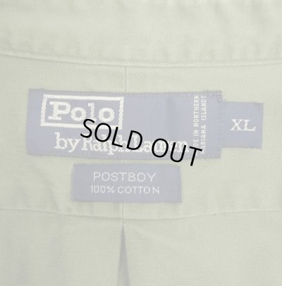 画像2: 90'S RALPH LAUREN "POSTBOY" ツイル 長袖 バンドカラーシャツ オリーブ (VINTAGE)