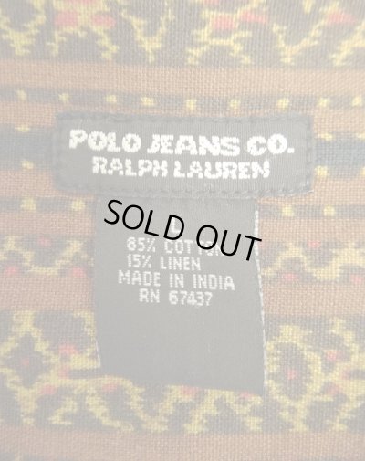 画像2: RALPH LAUREN "POLO JEANS" リネン/コットン 半袖 オープンカラーシャツ イカット柄 (VINTAGE)