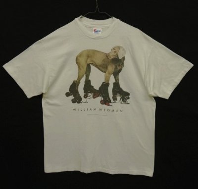 画像1: 90'S WILLIAM WEGMAN "ROLLER ROVER" FOTOFOLIO製 半袖 Tシャツ USA製 (VINTAGE)