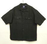 90'S GAP 旧タグ リネン/レーヨン 半袖 オープンカラーシャツ ブラック (VINTAGE)
