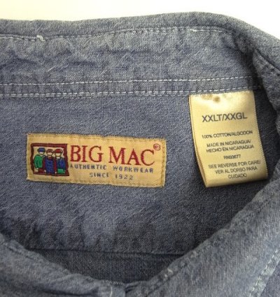 画像2: 90'S BIG MAC コットン100% 半袖 シャンブレーシャツ ブルー (VINTAGE)