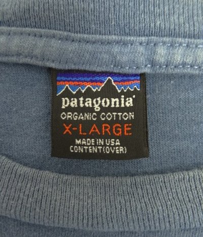 画像2: 90'S PATAGONIA 黒タグ 両面プリント 半袖 Tシャツ ブルー USA製 (VINTAGE)