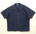 画像1: 90'S RALPH LAUREN "CALDWELL"  裾ロゴ コットン 半袖 オープンカラーシャツ ネイビー (VINTAGE) (1)