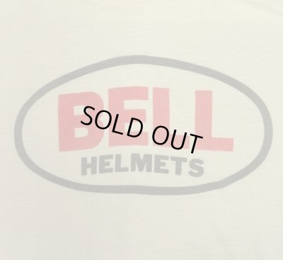 画像2: 70'S BELL HELMETS 染み込みプリント シングルステッチ 半袖 Tシャツ ホワイト (VINTAGE)