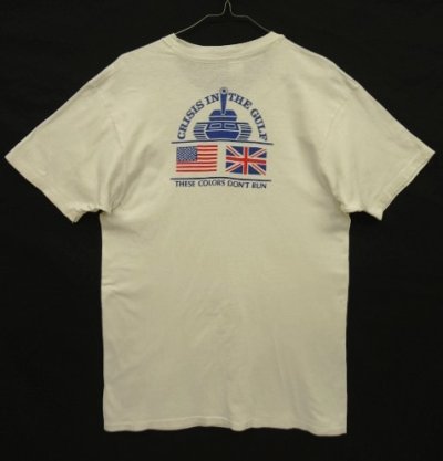 画像4: 90'S DESERT SHIELD 染み込み両面プリント シングルステッチ 半袖 Tシャツ ホワイト USA製 (VINTAGE)