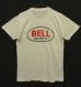 画像1: 70'S BELL HELMETS 染み込みプリント シングルステッチ 半袖 Tシャツ ホワイト (VINTAGE) (1)