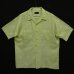 画像1: 60'S LANCER レーヨンジャガード 半袖 オープンカラーシャツ ライトグリーン USA製 (VINTAGE) (1)